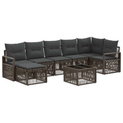 Ensemble de canapé de jardin 8 pcs Gris polyrotin 644632644632