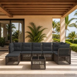 Ensemble de canapé de jardin 8 pcs Gris polyrotin 644638644638