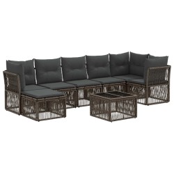 Ensemble de canapé de jardin 8 pcs Gris polyrotin 644638644638