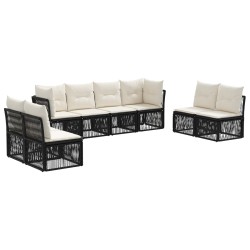 Ensemble de canapé de jardin 8 pcs Noir polyrotin 644639644639