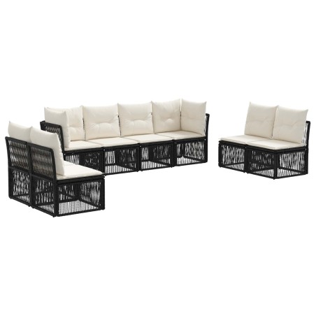 Ensemble de canapé de jardin 8 pcs Noir polyrotin 644639644639