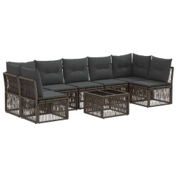 Ensemble de canapé de jardin 8 pcs Gris polyrotin 644641644641