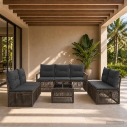 Ensemble de canapé de jardin 8 pcs Gris polyrotin 644645644645