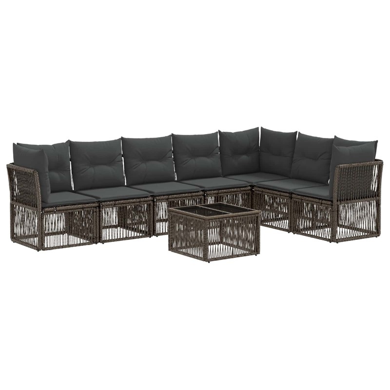 Ensemble de canapé de jardin 8 pcs Gris polyrotin 644646644646