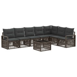 Ensemble de canapé de jardin 8 pcs Gris polyrotin 644647644647