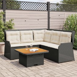 Salon de jardin 4 pcs avec coussins Noir Résine tressée 644651644651