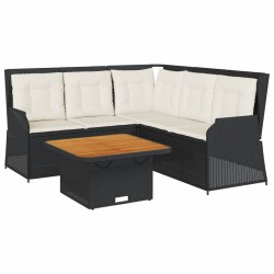 Salon de jardin 4 pcs avec coussins Noir Résine tressée 644651644651