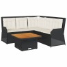 Salon de jardin 4 pcs avec coussins Noir Résine tressée 644651644651
