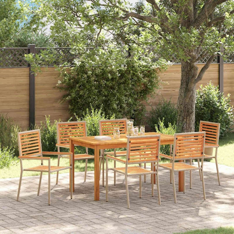 Ensemble de salle à manger pour jardin 7 pcs Beige 644656644656