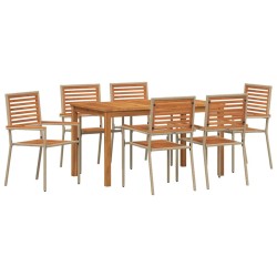 Ensemble de salle à manger pour jardin 7 pcs Beige 644656644656