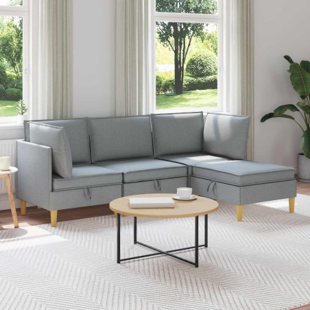 Ensemble de meubles pour le salon 4 pcs Gris clair Tissu 644665644665