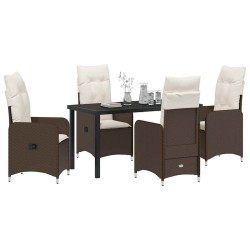 Ensemble de salle à manger pour jardin 5 pcs Marron polyrotin 644668644668