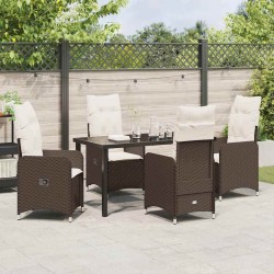 Ensemble de salle à manger pour jardin 5 pcs Marron polyrotin 644668644668