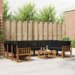 Ensemble de canapés d'extérieur 10 pcs Naturel et Noir 644692644692