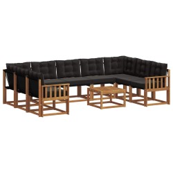 Ensemble de canapés d'extérieur 10 pcs Naturel et Noir 644692644692