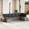 Ensemble de canapé de jardin avec coussin 7 pcs Gris polyrotin 644693644693