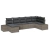 Ensemble de canapé de jardin avec coussin 7 pcs Gris polyrotin 644693644693