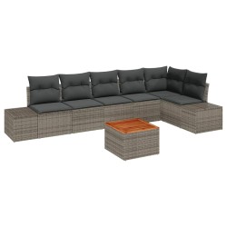 Ensemble de canapé de jardin avec coussin 7 pcs Gris polyrotin 644694644694