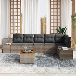 Ensemble de canapé de jardin avec coussin 7 pcs Gris polyrotin 644694644694