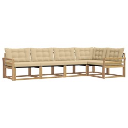 Ensemble de canapés d'extérieur 5 pcs Blanc et Beige 644695644695