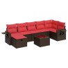 Salon de jardin 8 pcs avec coussins marron résine tressée 644696644696