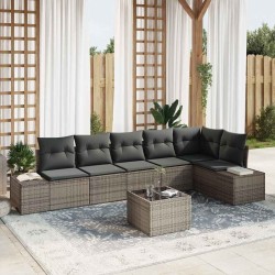 Ensemble de canapé de jardin avec coussin 7 pcs Gris polyrotin 644699644699