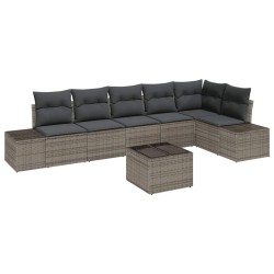 Ensemble de canapé de jardin avec coussin 7 pcs Gris polyrotin 644699644699