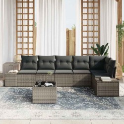 Ensemble de canapé de jardin avec coussin 7 pcs Gris polyrotin 644699644699