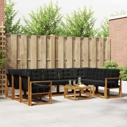 Ensemble de canapés d'extérieur 10 pcs Naturel et Noir 644703644703