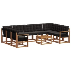 Ensemble de canapés d'extérieur 10 pcs Naturel et Noir 644703644703