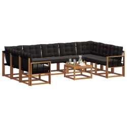 Ensemble de canapés d'extérieur 10 pcs Naturel et Noir 644703644703