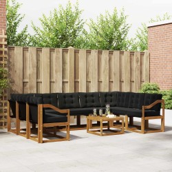 Ensemble de canapés d'extérieur 10 pcs Naturel et Noir 644708644708