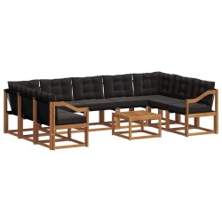 Ensemble de canapés d'extérieur 10 pcs Naturel et Noir 644708644708