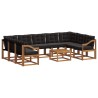 Ensemble de canapés d'extérieur 10 pcs Naturel et Noir 644708644708
