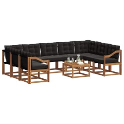 Ensemble de canapés d'extérieur 10 pcs Naturel et Noir 644708644708