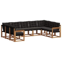 Ensemble de canapés d'extérieur 9 pcs Naturel et Noir 644709644709