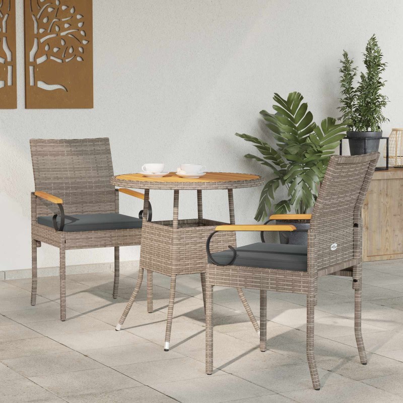 Chaises de jardin avec coussin 2 pcs Gris et Gris foncé 644711644711