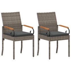 Chaises de jardin avec coussin 2 pcs Gris et Gris foncé 644711644711