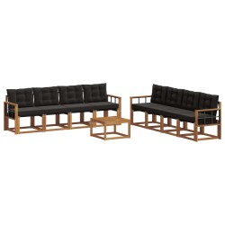 Ensemble de canapés d'extérieur 9 pcs Naturel et Noir 644712644712