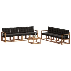 Ensemble de canapés d'extérieur 9 pcs Naturel et Noir 644712644712