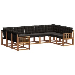 Ensemble de canapés d'extérieur 9 pcs Naturel et Noir 644714644714