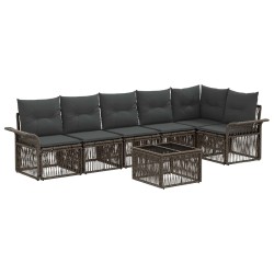 Ensemble de canapé de jardin 7 pcs Gris polyrotin 644716644716