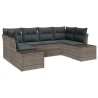 Ensemble de canapé de jardin avec coussin 6 pcs Gris polyrotin 644717644717