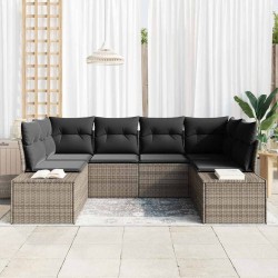 Ensemble de canapé de jardin avec coussin 6 pcs Gris polyrotin 644717644717