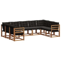 Ensemble de canapés d'extérieur 9 pcs Naturel et Noir 644728644728
