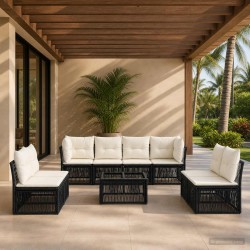 Ensemble de canapé de jardin 9 pcs Noir polyrotin 644730644730