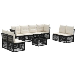 Ensemble de canapé de jardin 9 pcs Noir polyrotin 644730644730