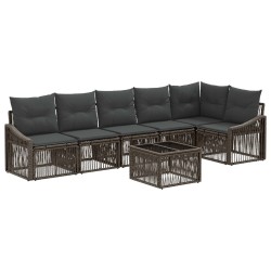Ensemble de canapé de jardin 7 pcs Gris polyrotin 644737644737