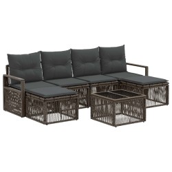 Ensemble de canapé de jardin 7 pcs Gris polyrotin 644738644738