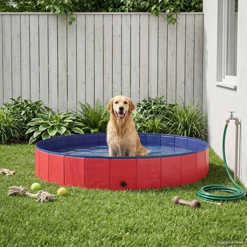 Piscine pour Chien Rouge Ø200 x 30 cm PVC épais 644747644747